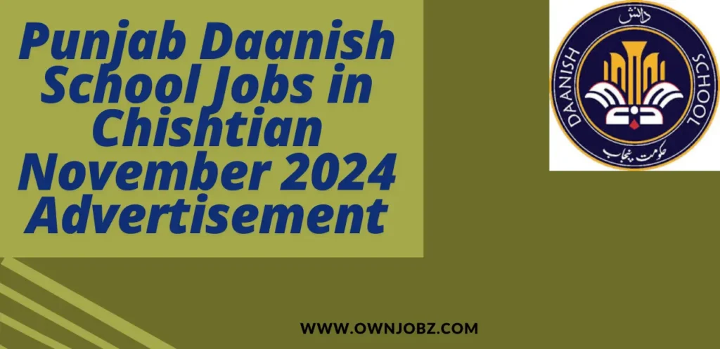 Punjab Daanish School Jobs in Chishtian November 2024 Advertisement